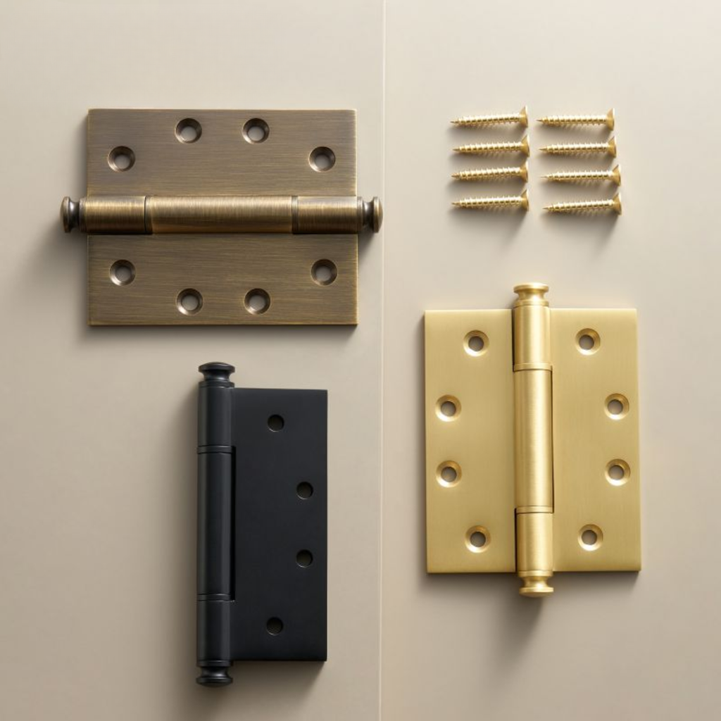 Plain Brass Butt Hinge — 4" H × 3.3" W