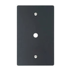 1-gang solid brass wall plate in matte black finish, rotary dimmer opening, silver screws