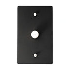 Black wall plate rotary dimmer with silver knob on a white background
