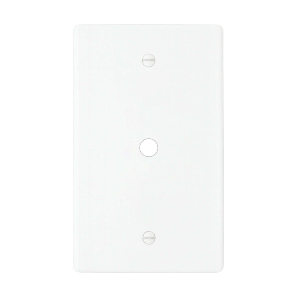 1-gang solid brass wall plate in white finish, rotary dimmer opening