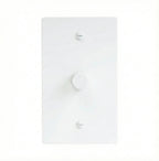 White wall plate 1 gang rotary dimmer on a white background