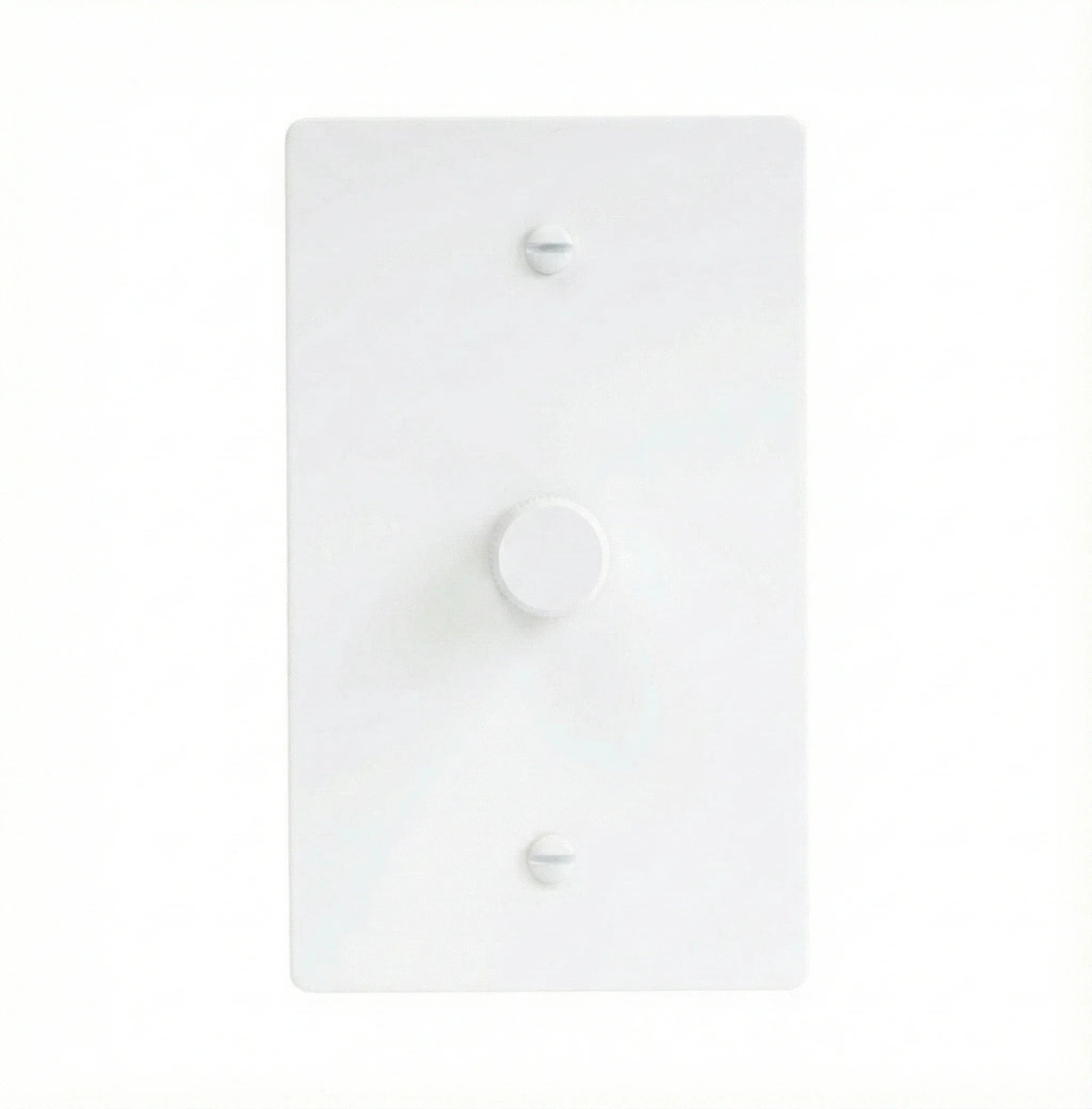 White wall plate 1 gang rotary dimmer on a white background