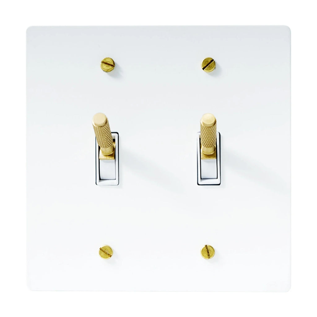 2-Gang Solid Brass Knurled Toggle Light Switch