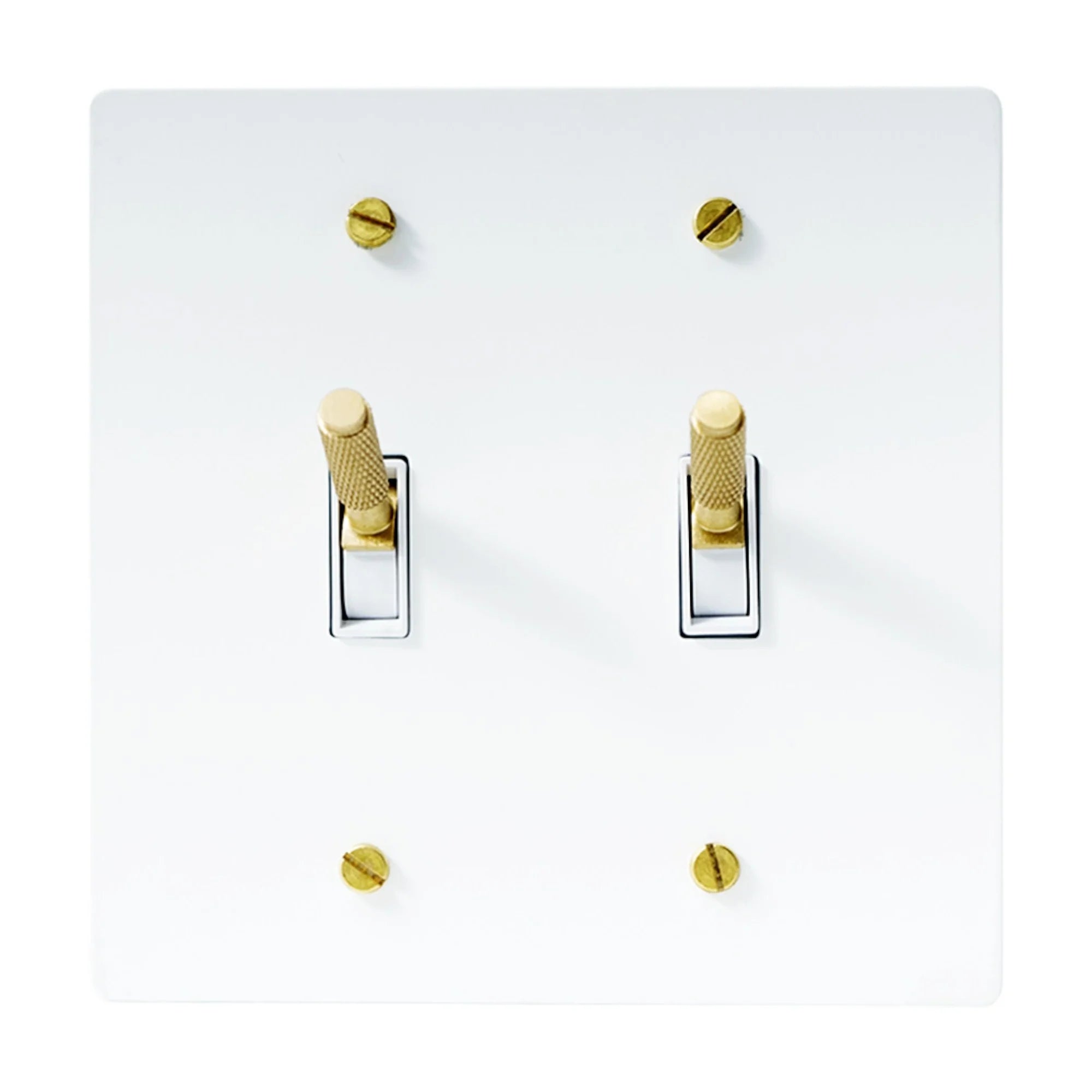 2-Gang Solid Brass Knurled Toggle Light Switch