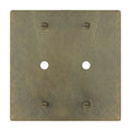 2-gang solid brass dimmer wall plate in aged bronze hand-brushed finish, double rotary opening