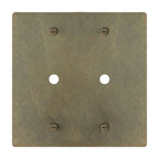 2-gang solid brass dimmer wall plate in aged bronze hand-brushed finish, double rotary opening