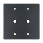 2-gang solid brass wall plate in matte black finish, double rotary dimmer opening