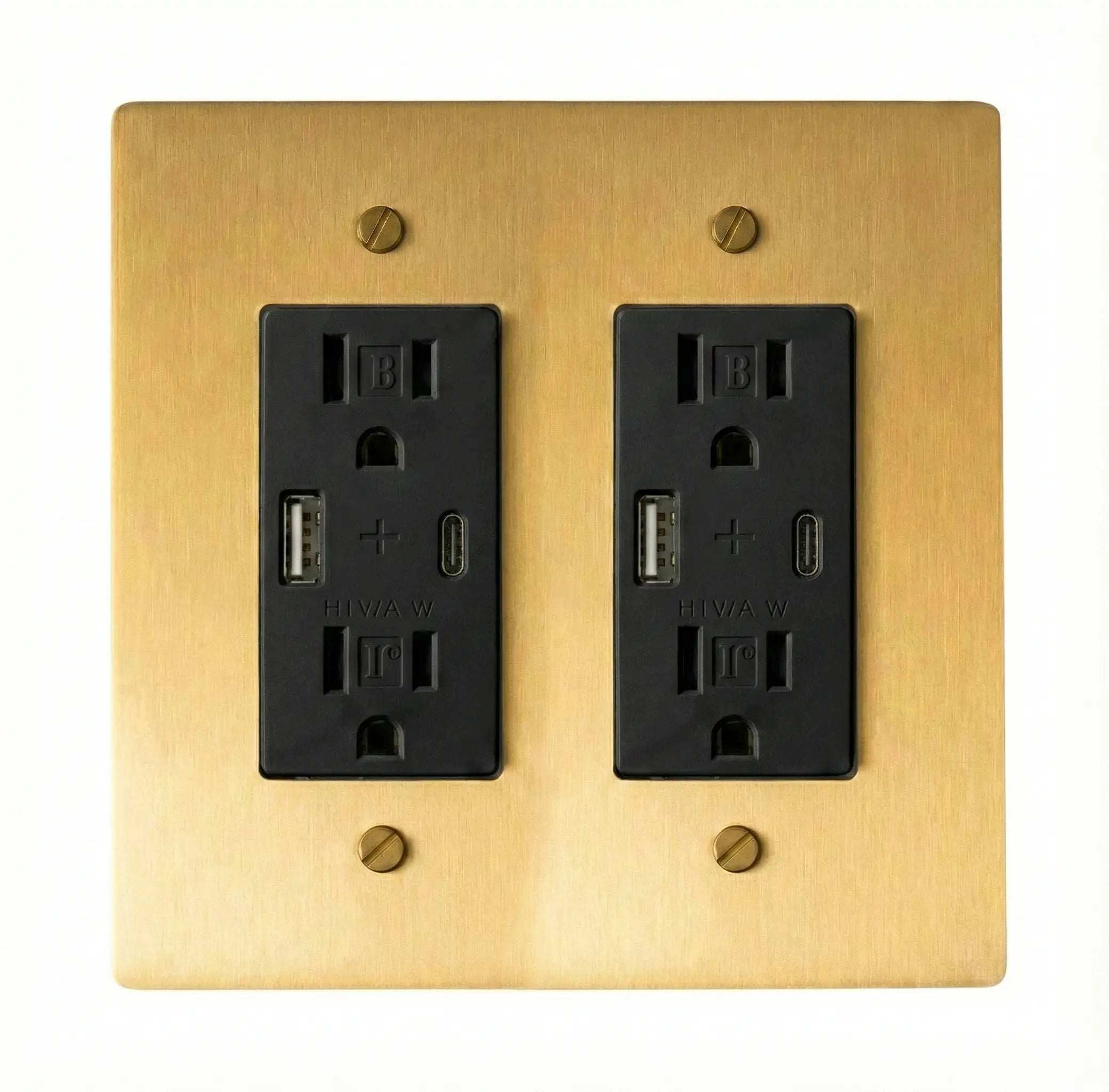 Solid Brass 2-Gang Outlet (4plugs)