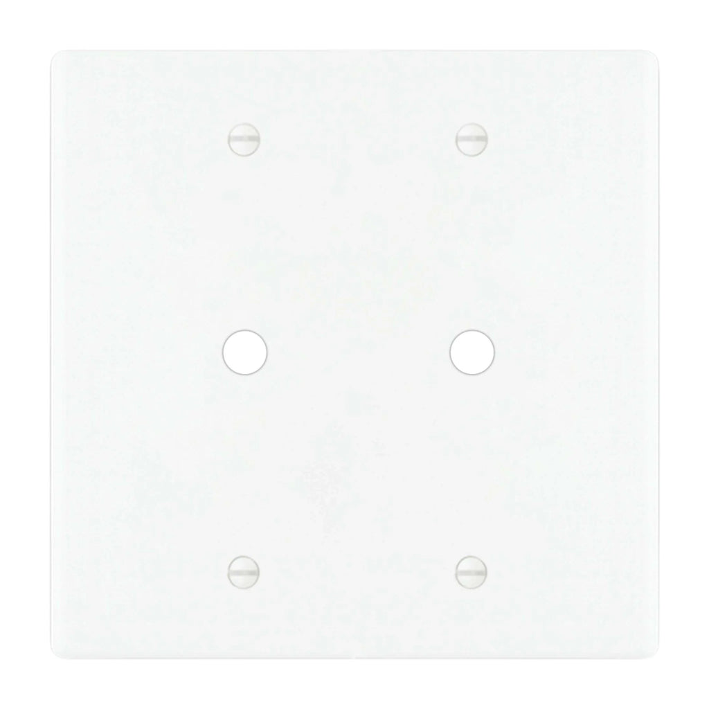 2-gang solid brass wall plate in white finish, double rotary dimmer opening