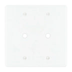2-gang solid brass wall plate in white finish, double rotary dimmer opening