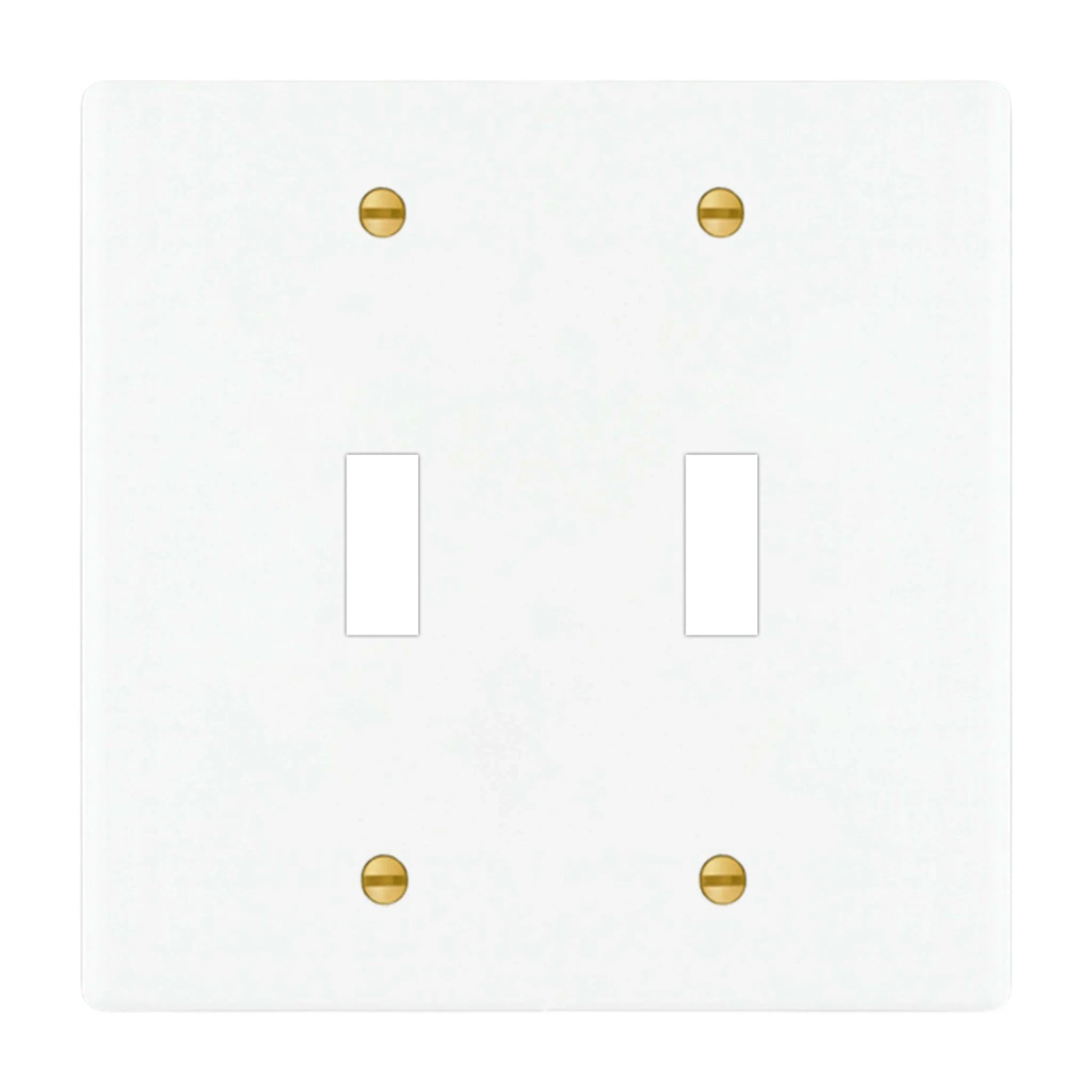2-gang solid brass wall plate in white finish, double toggle opening