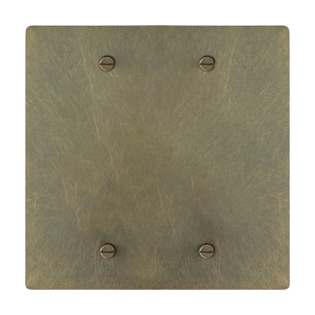 2-gang solid brass blank wall plate in Aged Bronze (hand-brushed) finish