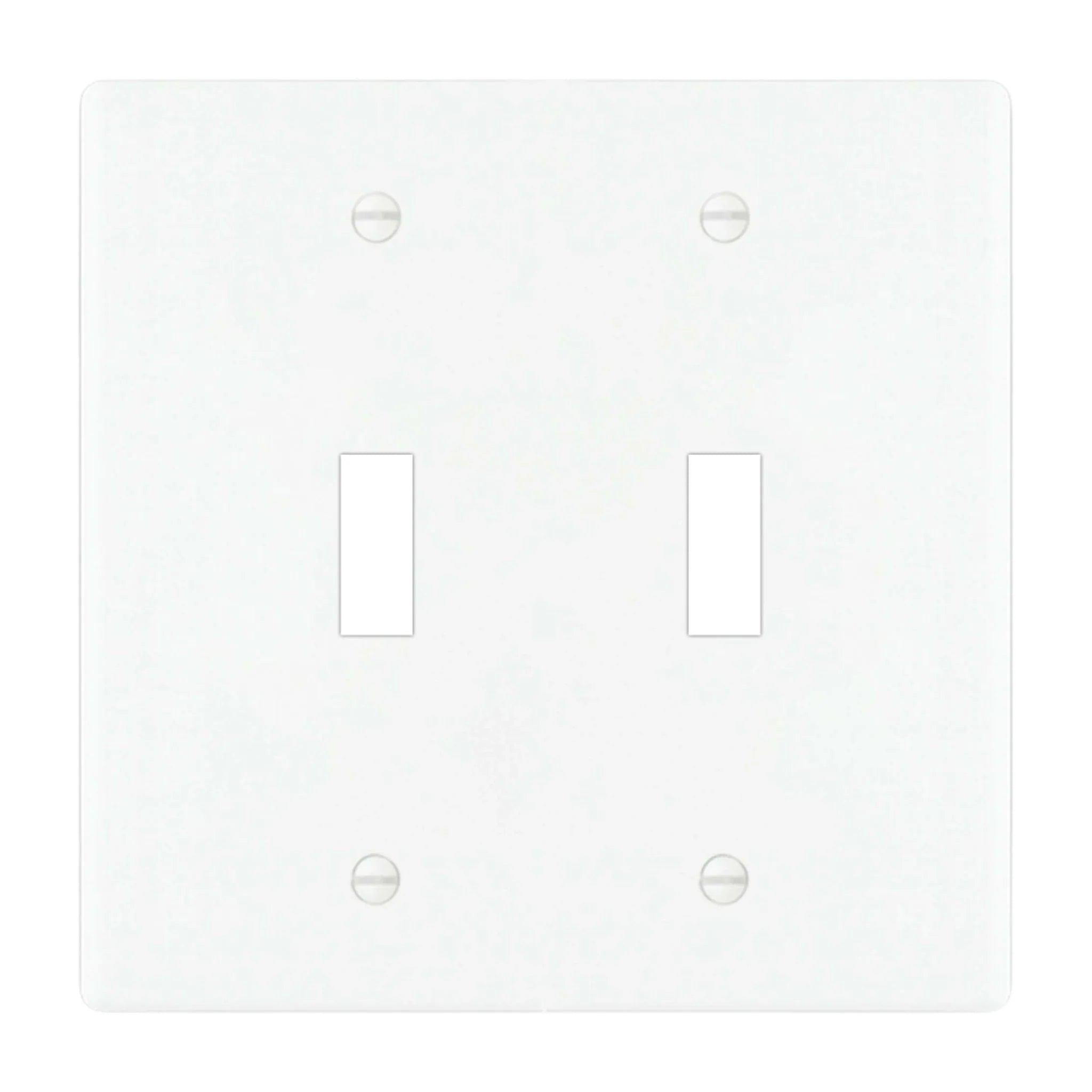 2-gang solid brass wall plate in white finish, double toggle opening