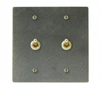 2-gang solid brass retro toggle light switch in oil-rubbed bronze finish