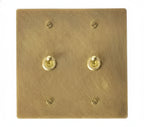 2-gang solid brass retro toggle light switch in antique brass finish