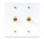 2-gang solid brass retro toggle light switch in white finish