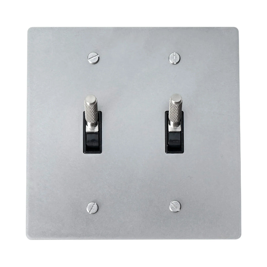 2-Gang Solid Brass Knurled Toggle Light Switch