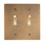2-Gang Solid Brass Knurled Toggle Light Switch