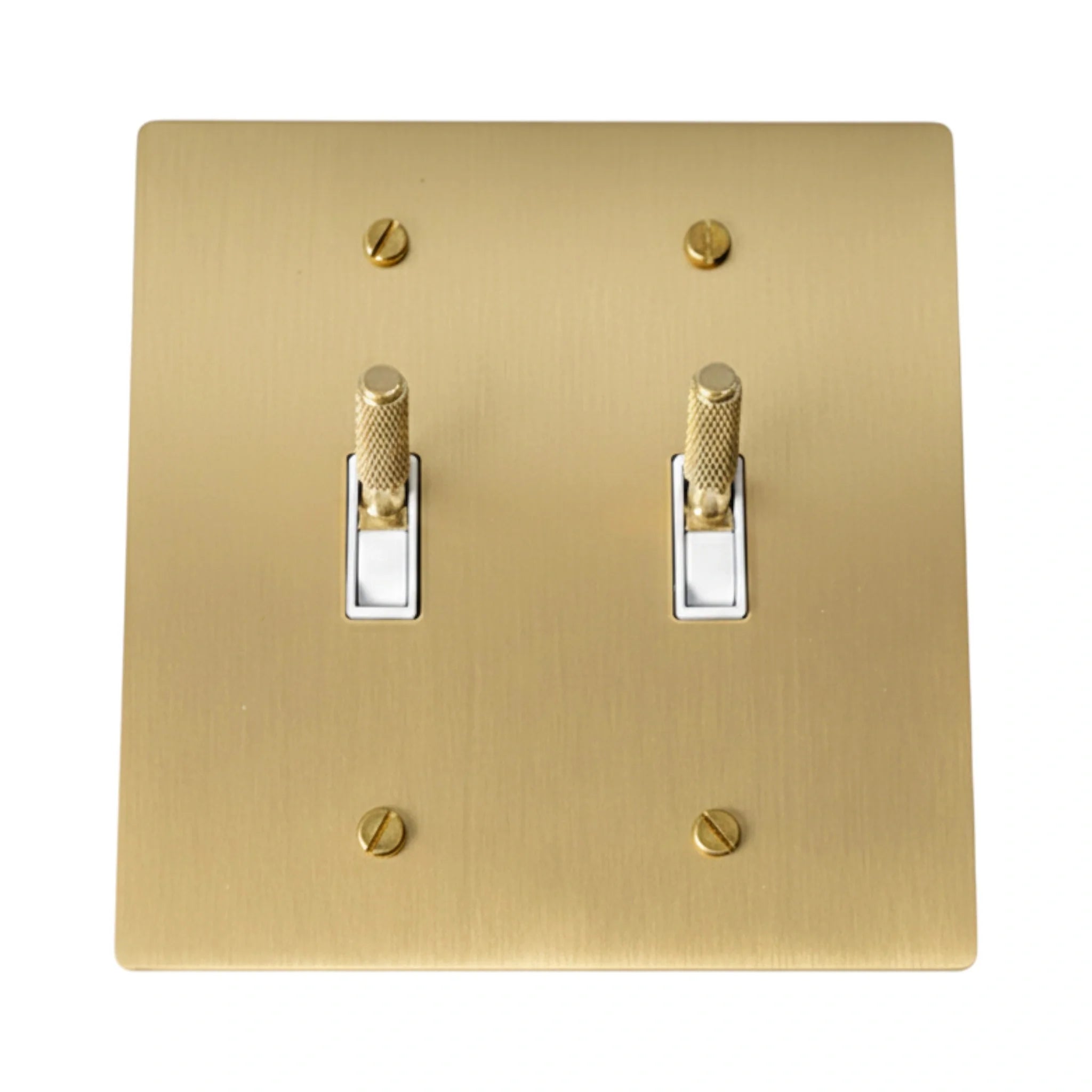 2-Gang Solid Brass Knurled Toggle Light Switch