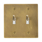 2-Gang Solid Brass Knurled Toggle Light Switch