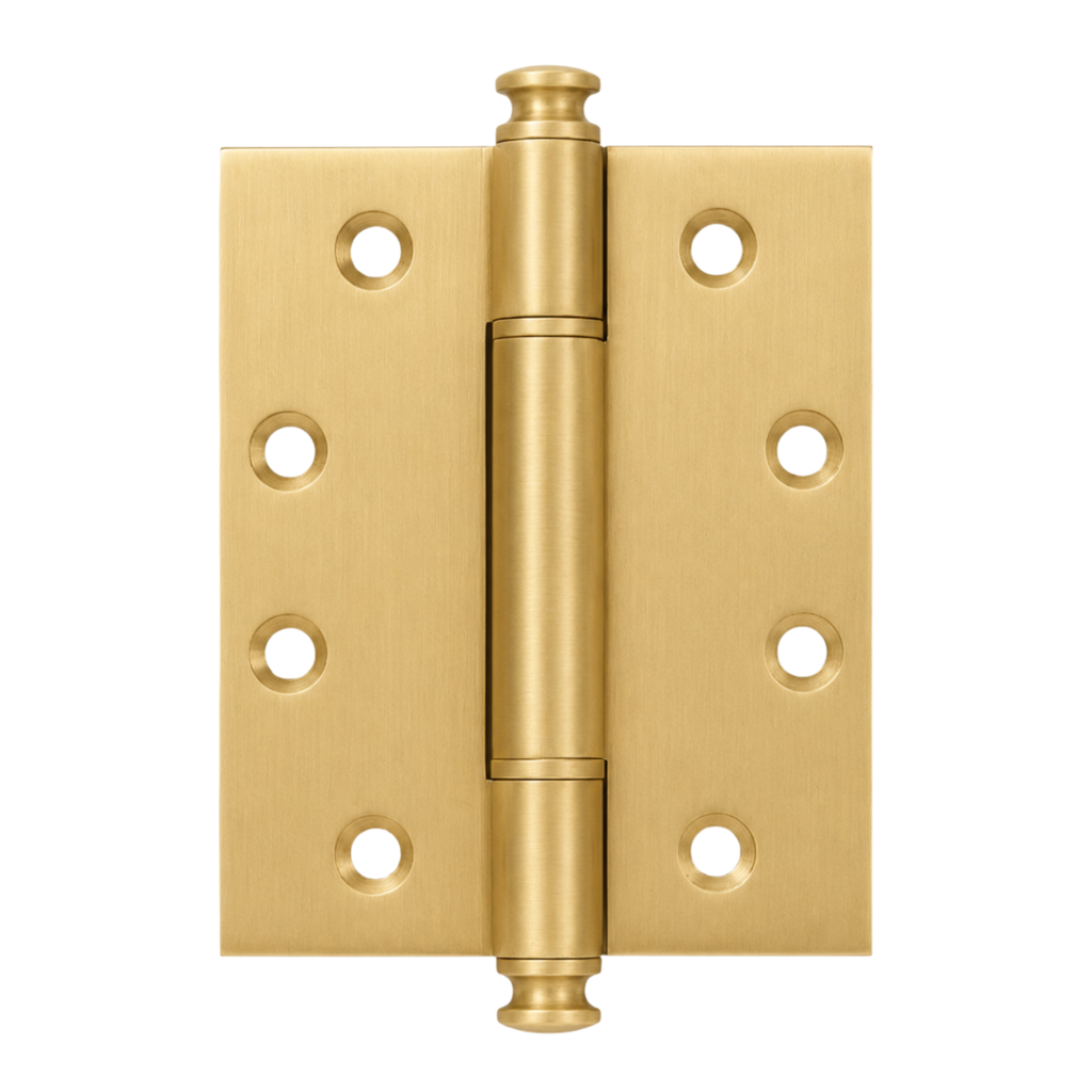 Plain Brass Butt Hinge — 4" H × 3.3" W