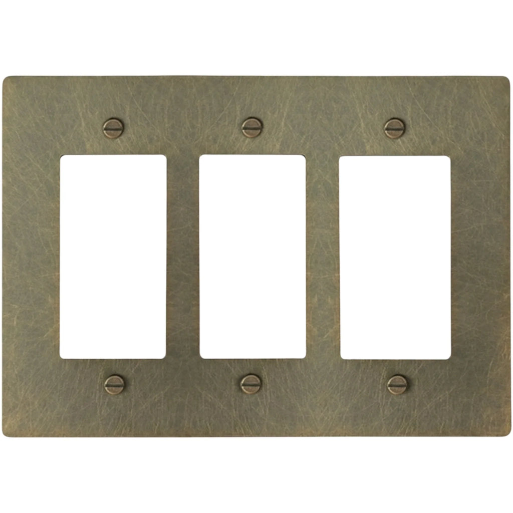 3-Gang Solid Brass Decorator Wall Plate (Decora / Rocker / GFCI)