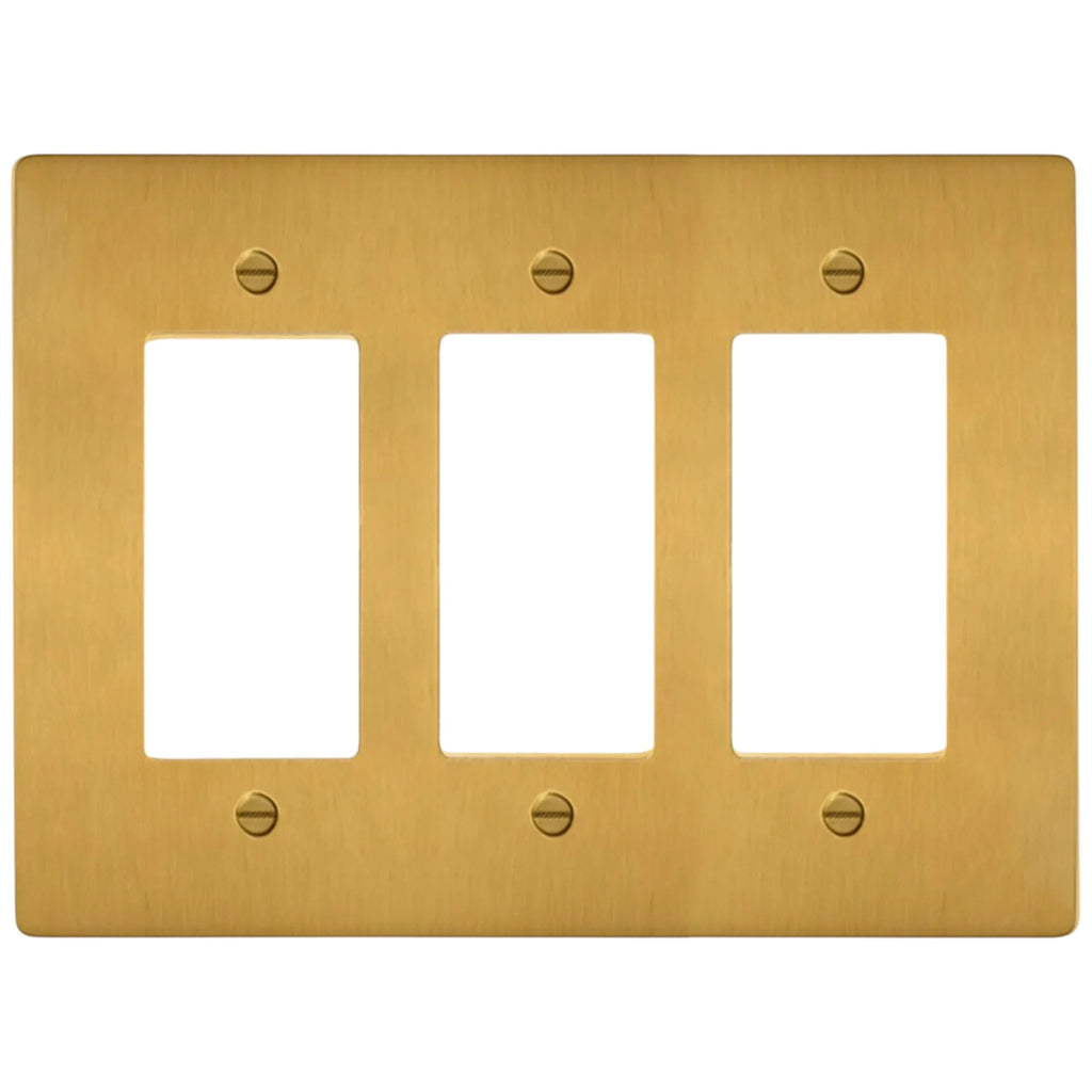 3-Gang Solid Brass Decorator Wall Plate (Decora / Rocker / GFCI)