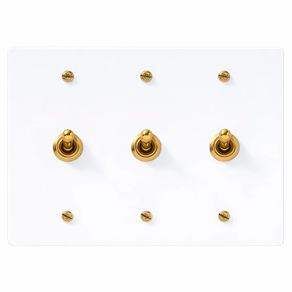brass retro toggle switch o white plate
