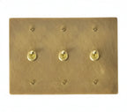 3-gang solid brass retro toggle light switch in antique brass finish