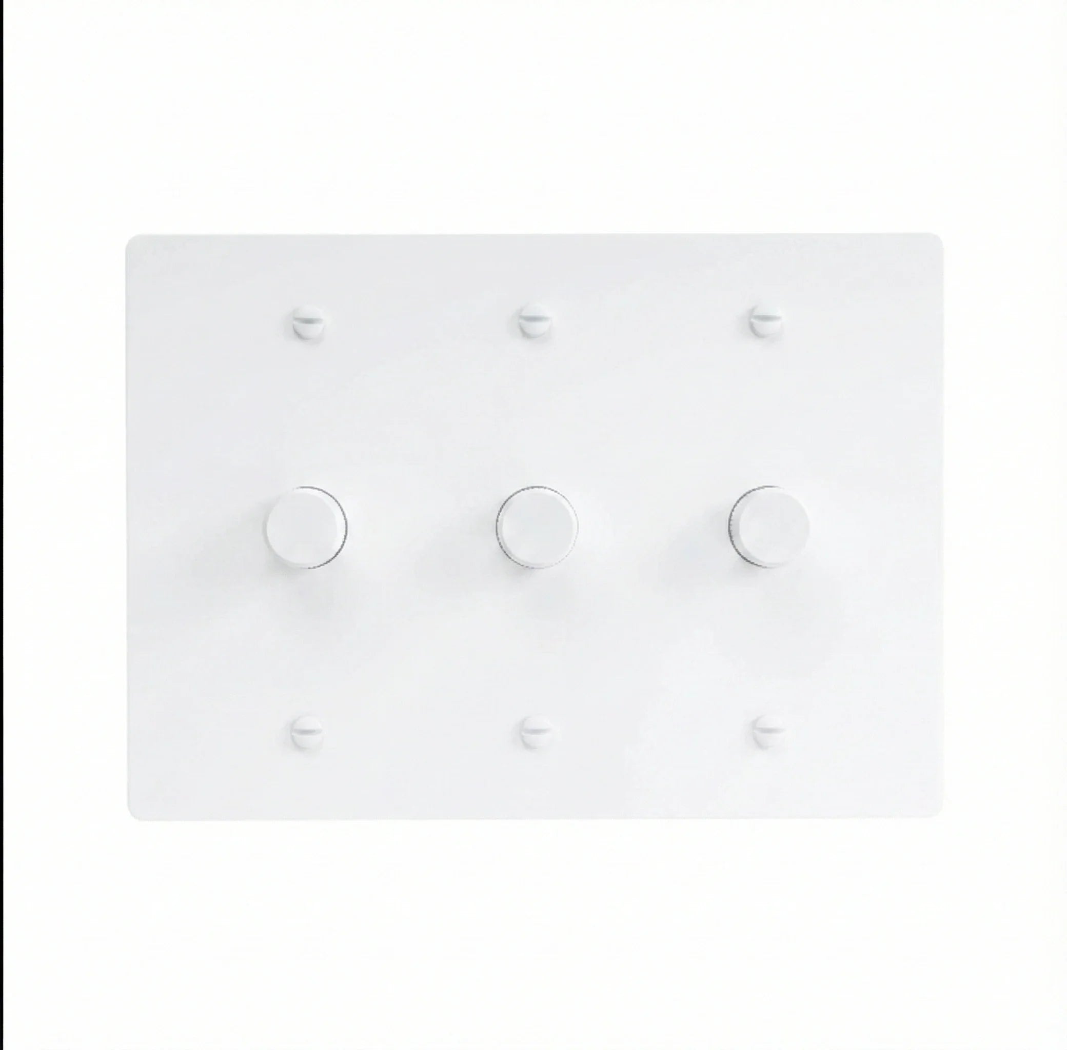 White light switch panel with multiple switches on a white background