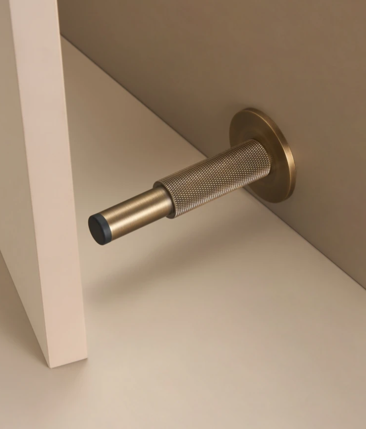 Brass Knurled Door Stopper – Heavy-Duty Floor & Wall Mount