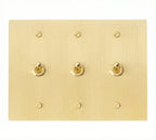 3-gang solid brass retro toggle light switch in satin brass finish