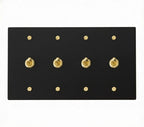 4-gang solid brass retro toggle light switch in matte black finish