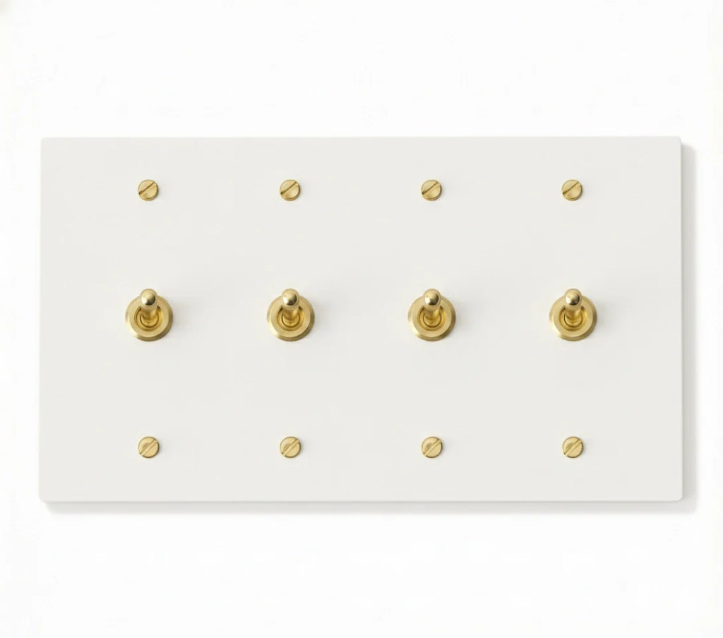white 4 gang retro toggle light switch 