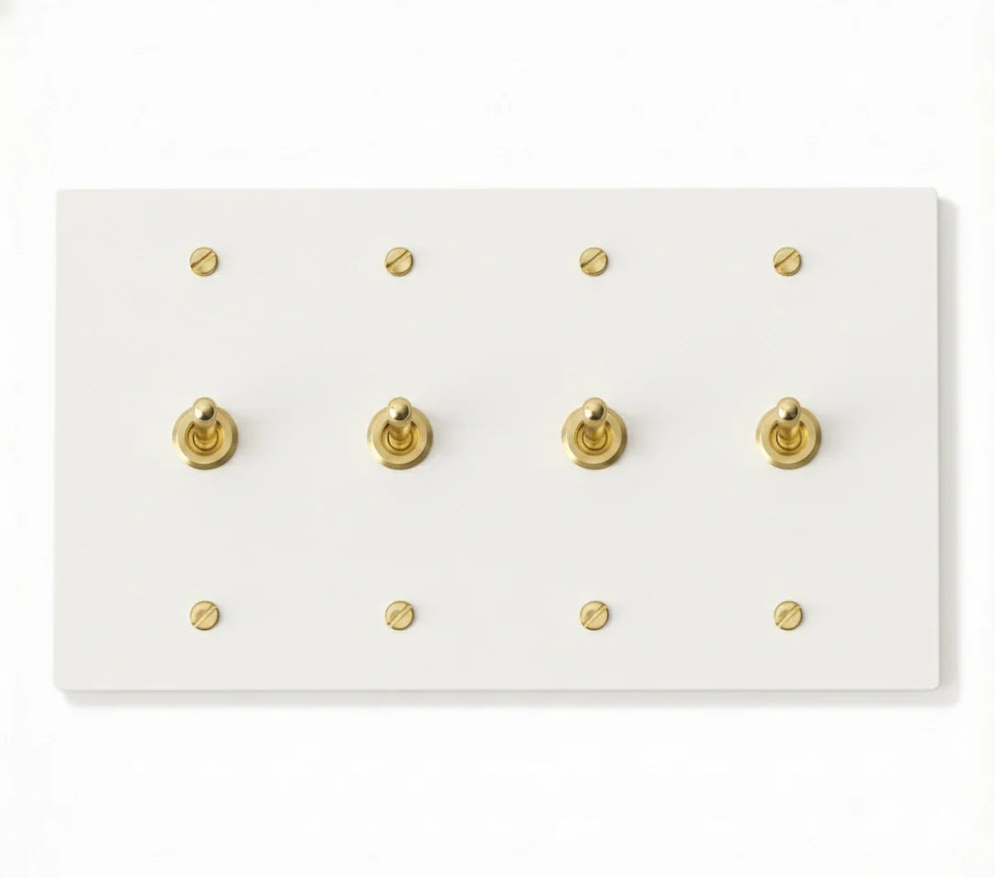 white 4 gang retro toggle light switch 