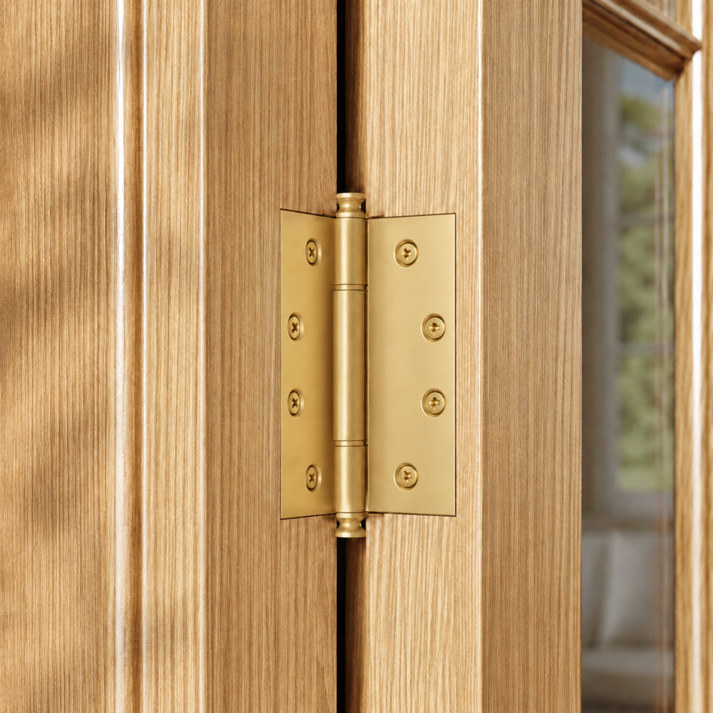 Plain Brass Butt Hinge — 4" H × 3.3" W