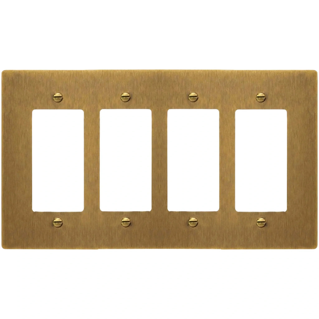 4-Gang Solid Brass Decorator Wall Plate / Outlet Cover (Decora/Rocker/GFCI)