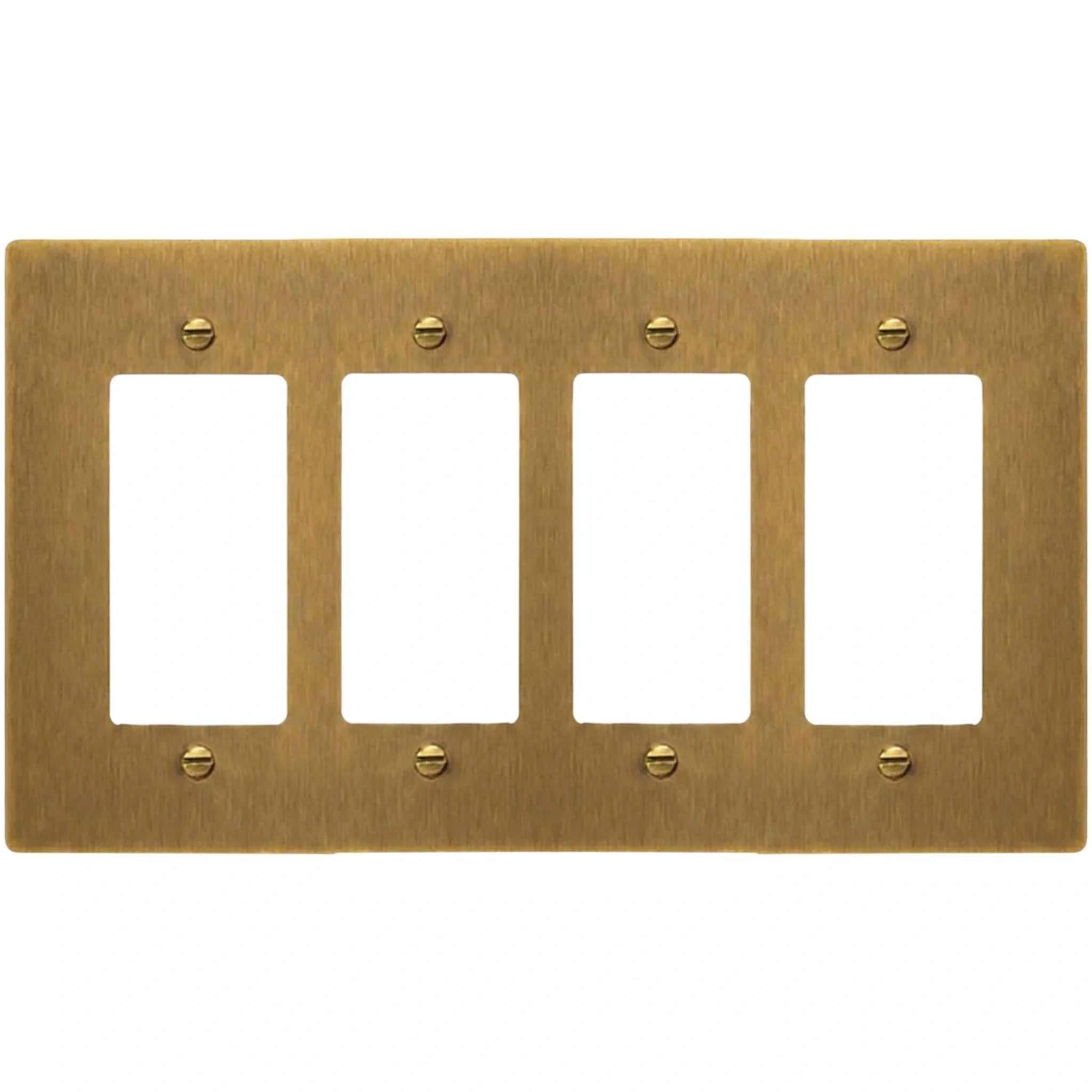 4-Gang Solid Brass Decorator Wall Plate / Outlet Cover (Decora/Rocker/GFCI)