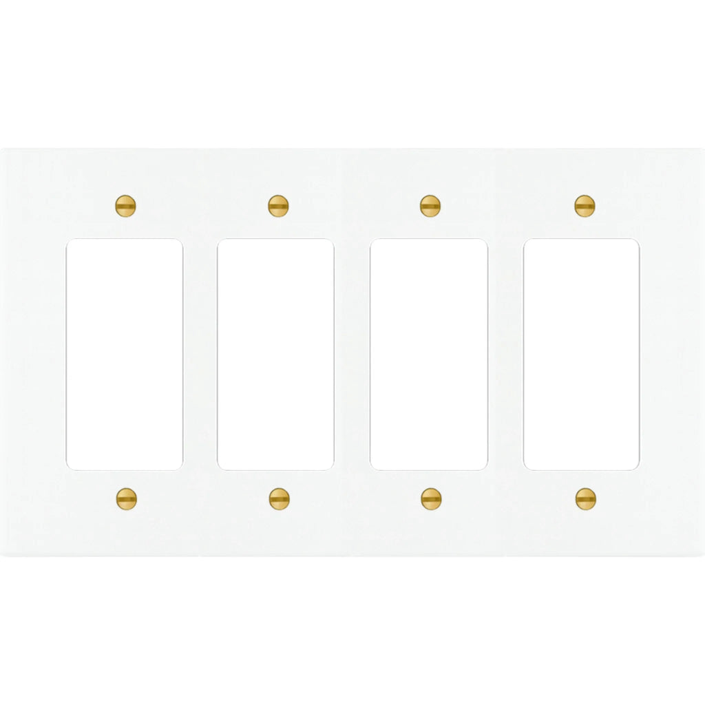 4-Gang Solid Brass Decorator Wall Plate / Outlet Cover (Decora/Rocker/GFCI)