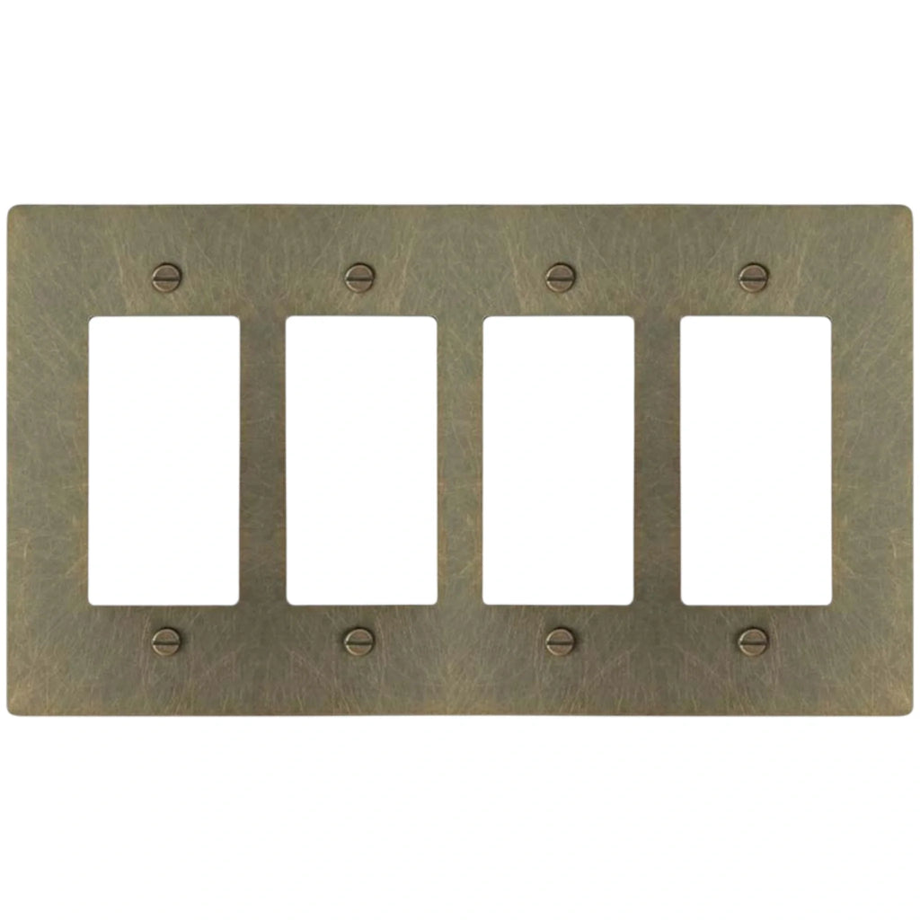 4-Gang Solid Brass Decorator Wall Plate / Outlet Cover (Decora/Rocker/GFCI)