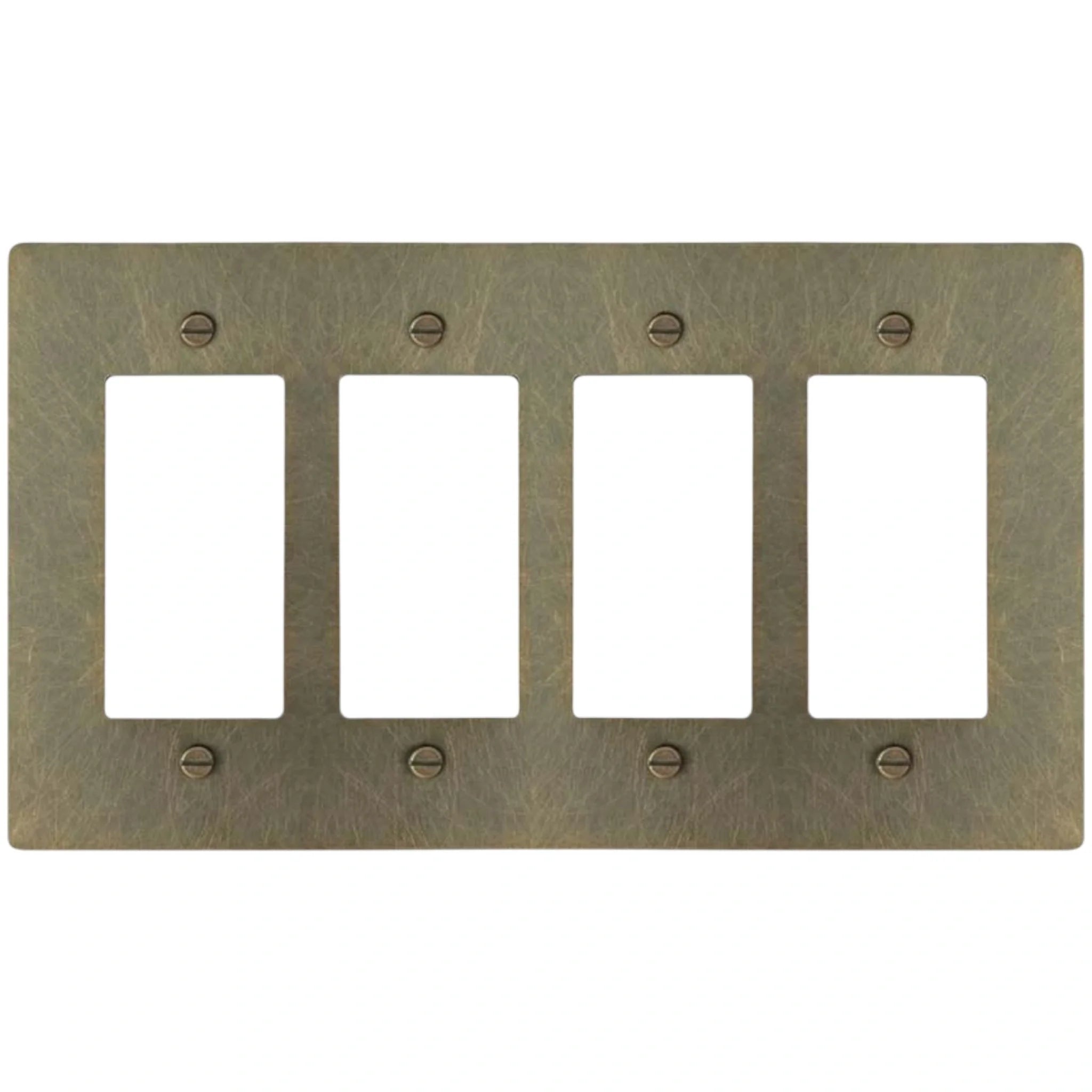 4-Gang Solid Brass Decorator Wall Plate / Outlet Cover (Decora/Rocker/GFCI)