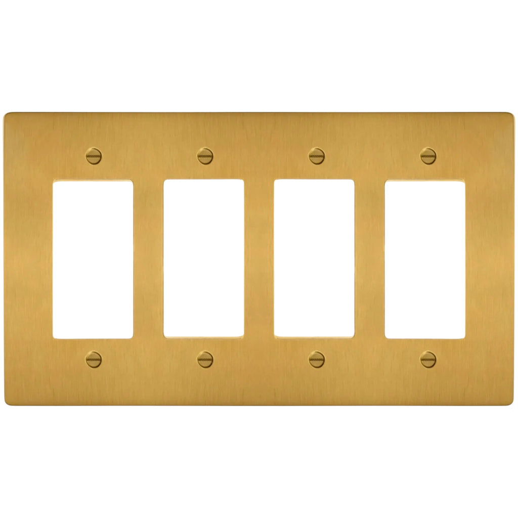 4-Gang Solid Brass Decorator Wall Plate / Outlet Cover (Decora/Rocker/GFCI)