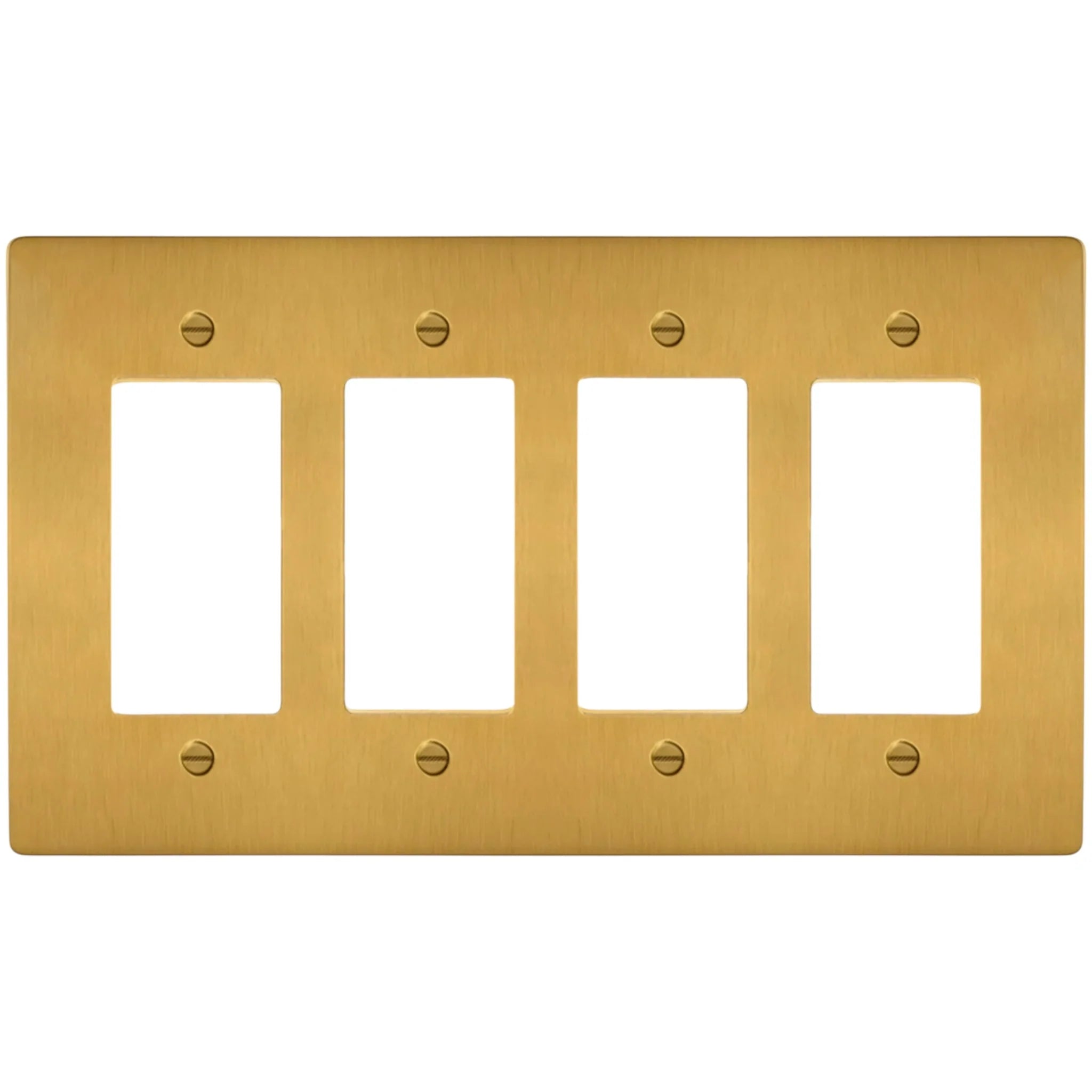 4-Gang Solid Brass Decorator Wall Plate / Outlet Cover (Decora/Rocker/GFCI)