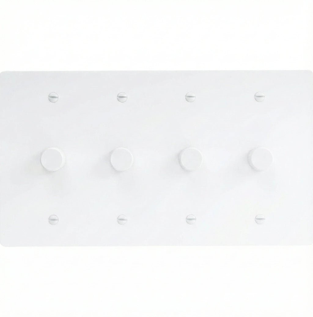 4-Gang Solid Brass Knurled Rotary Dimmer Light Switch