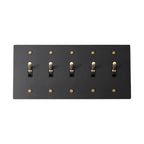 Matte black 5-gang knurled toggle switch plate