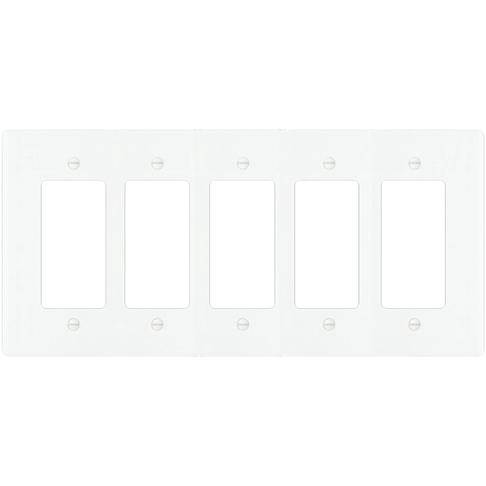 5-gang Decora wall plate in White finish (coated brass)