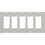 5-gang Decora wall plate in brushed Stainless Steel finish