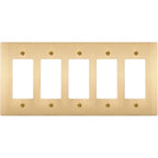 5-gang solid brass Decora wall plate in Satin Brass finish