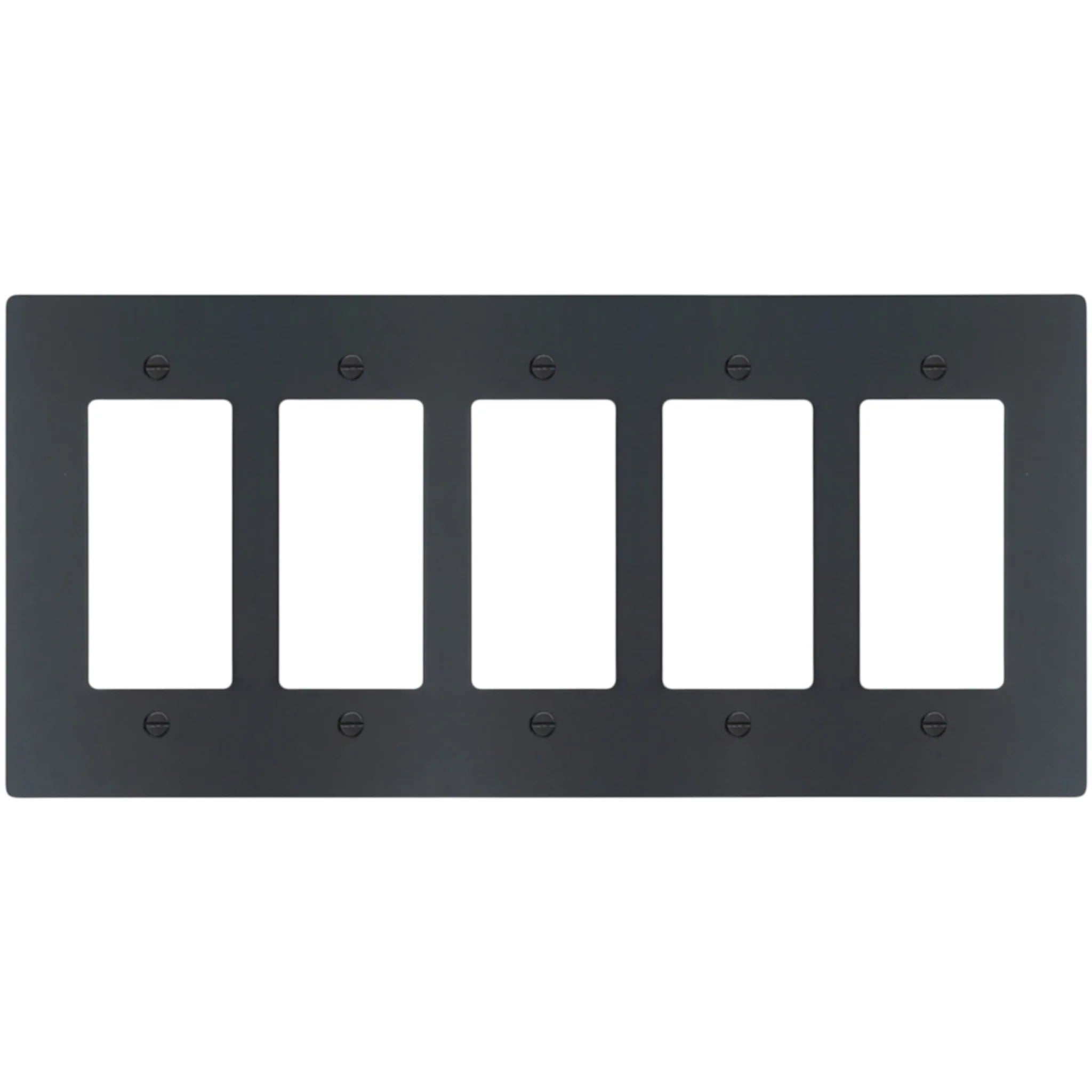 5-gang Decora wall plate in Matte Black finish (coated brass)