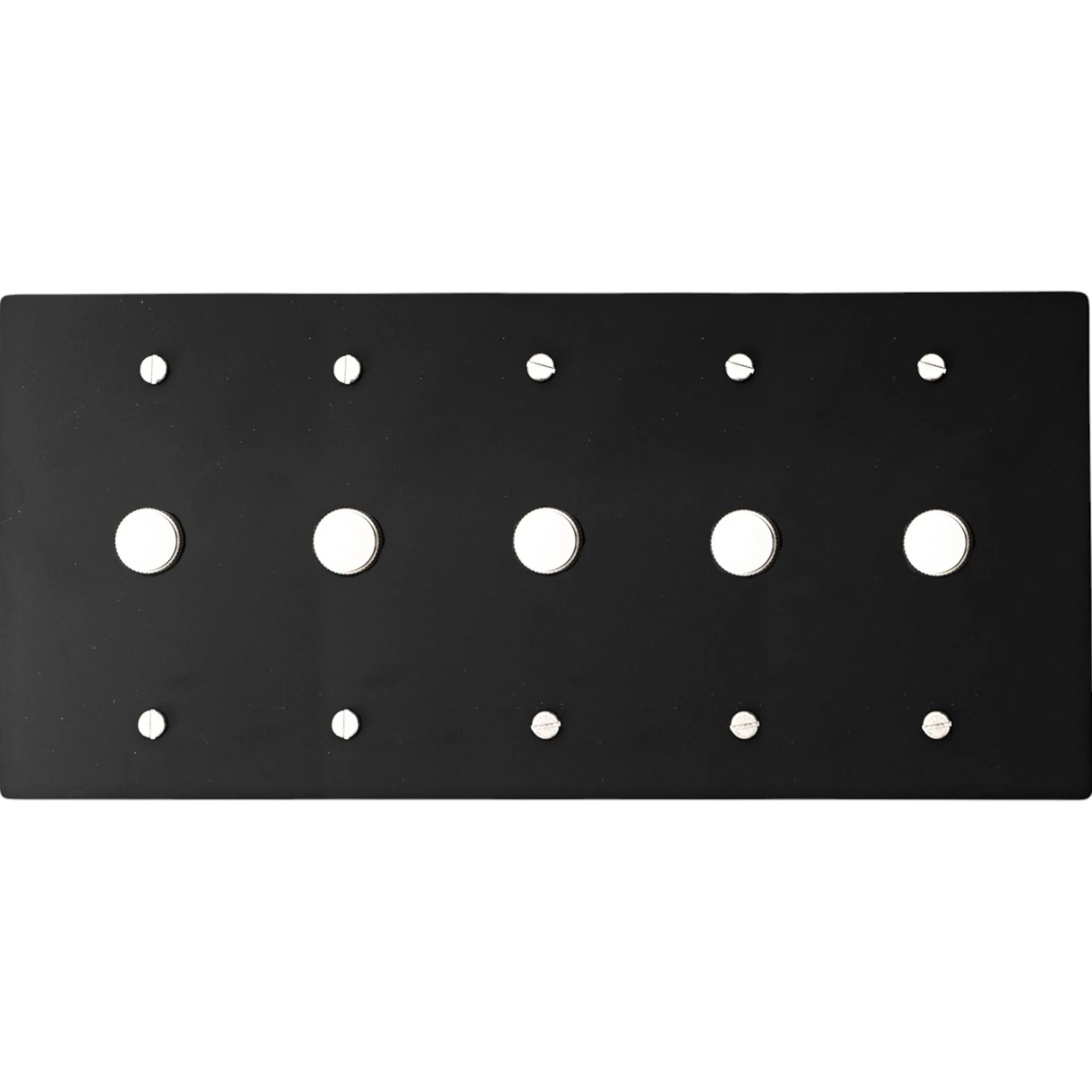 5 gang rotary dimmer with silver knobs on a white background